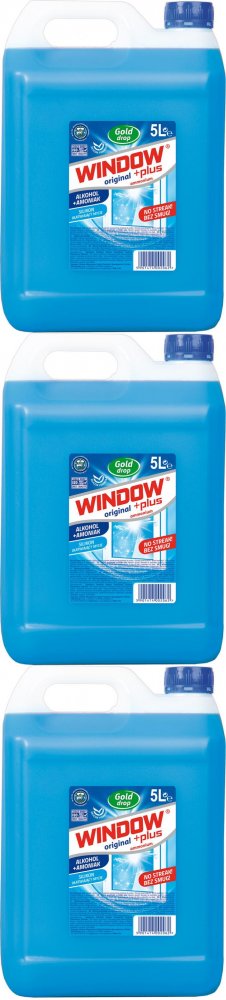 3x Płyn do mycia szyb Window Plus Gold Drop, z amoniakiem, 5l