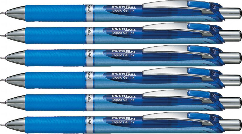 6x Pióro kulkowe automatyczne Pentel, EnerGel BLN-75, 0.5mm, niebieski
