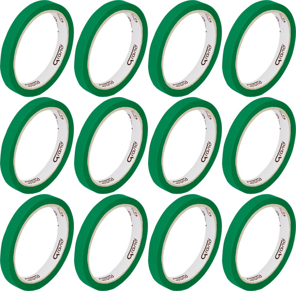 12x Taśma pakowa Grand, 12mmx50m, zielony