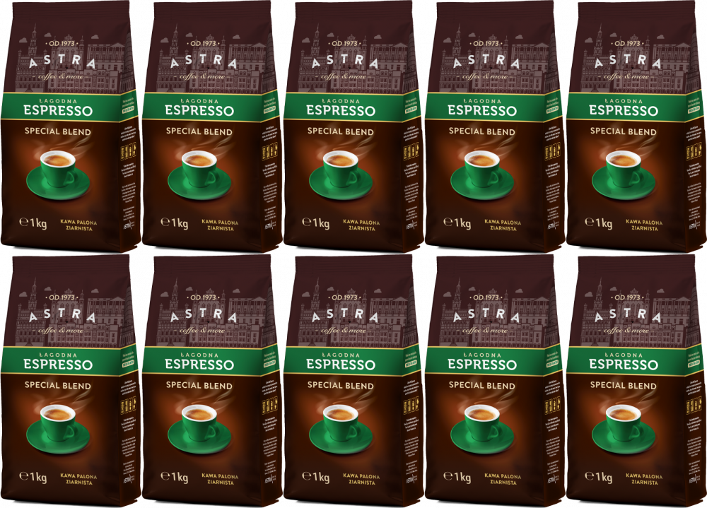 10x Kawa ziarnista Astra Łagodna Espresso, 1kg