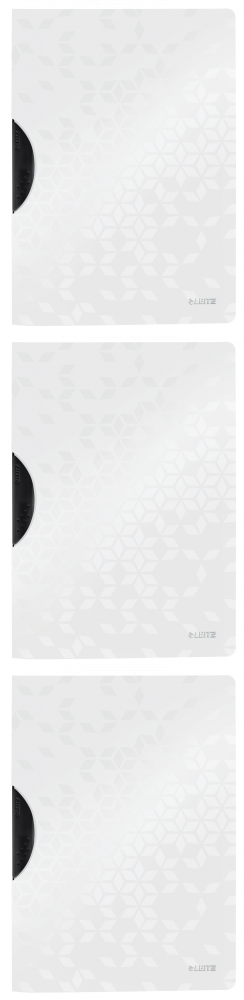 3x Skoroszyt plastikowy z klipsem Leitz Wow ColorClip, A4, do 30 kartek, biały