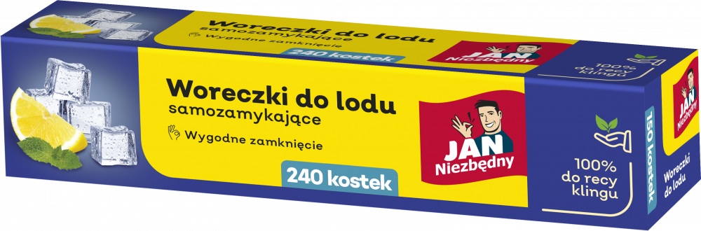 Woreczki do lodu Jan Niezbędny, pudełko, 10 woreczków, 240 kostek