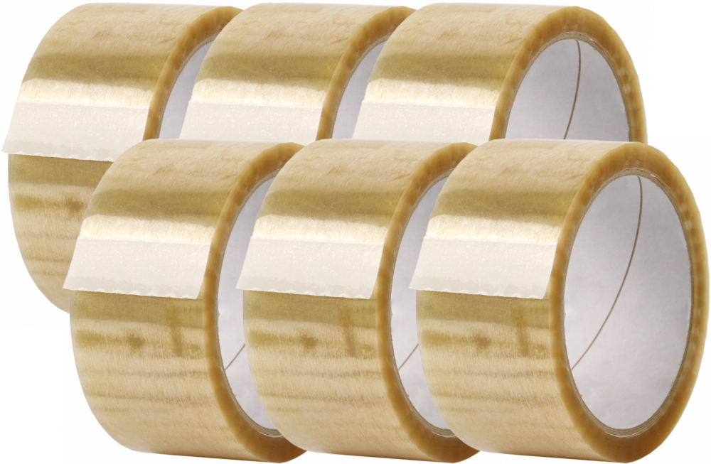 6x Taśma pakowa Premium kauczukowa solvent, 48mm x 60m, transparentny