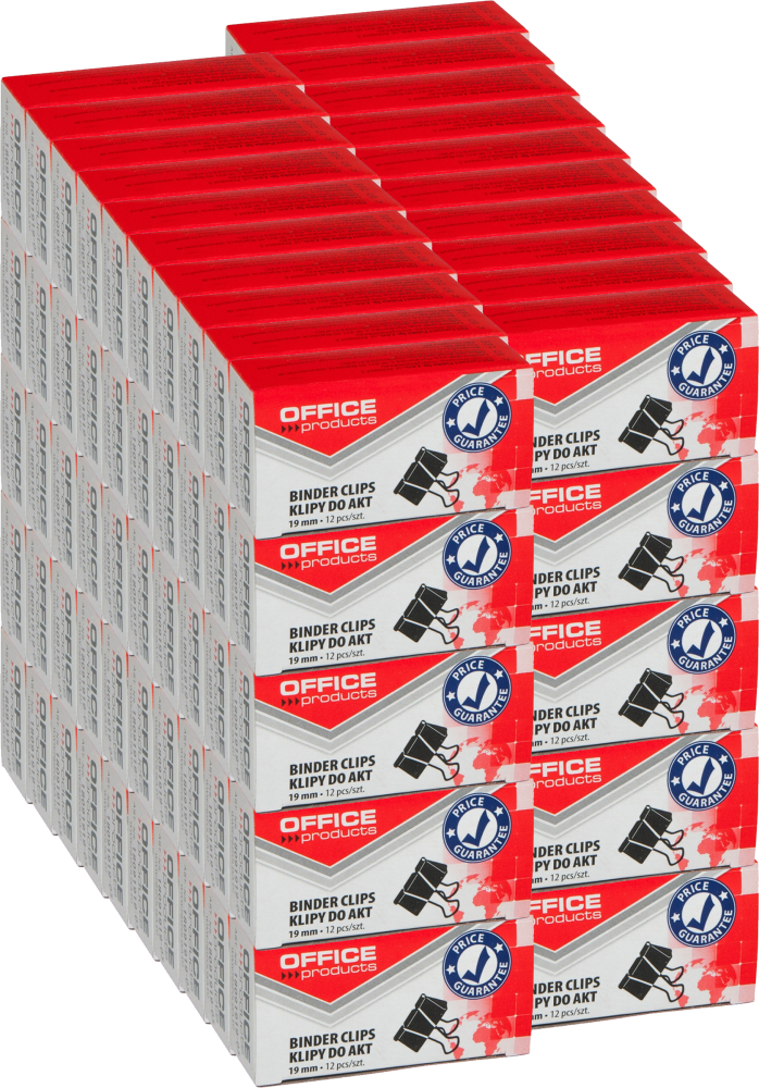 100x Klip biurowy Office Products, 19mm, 12 sztuk, czarny