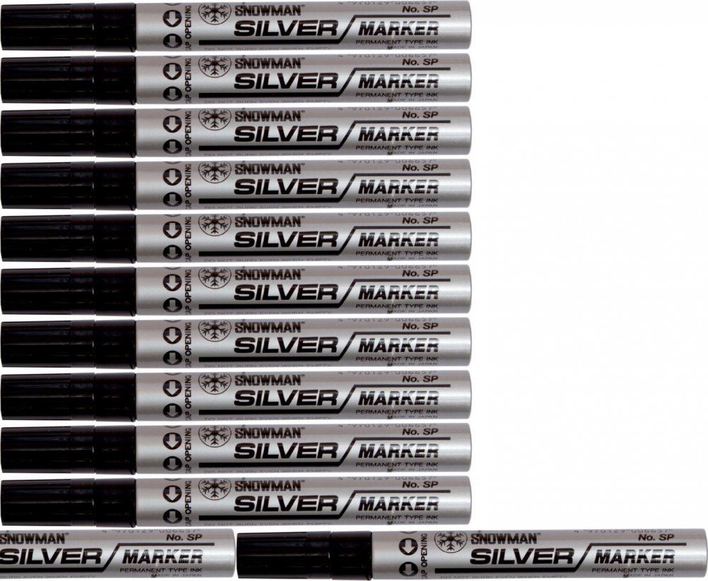 12x Marker olejowy Snowman, gruby, okrągła, srebrny