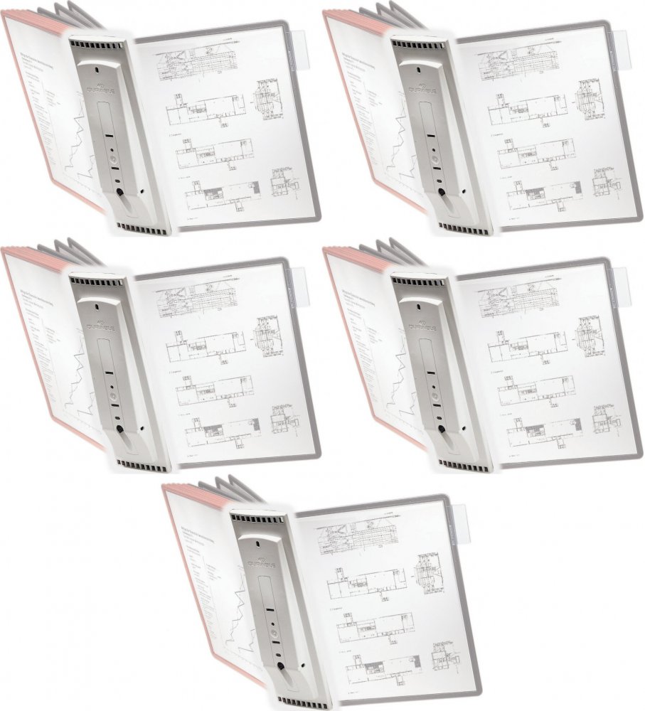 5x Uchwyt ścienny Durable Sherpa Wall 10, A4, na 10 paneli, szary