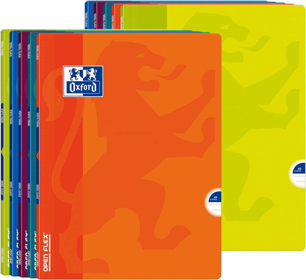 10x Zeszyt w linie Oxford Open Flex, A5, 60 kartek, mix kolorów