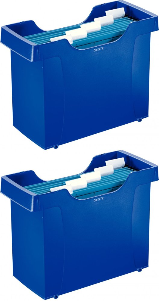2x Pojemnik na 20 teczek zawieszanych Leitz Plus, A4, 370x280x162mm, niebieski