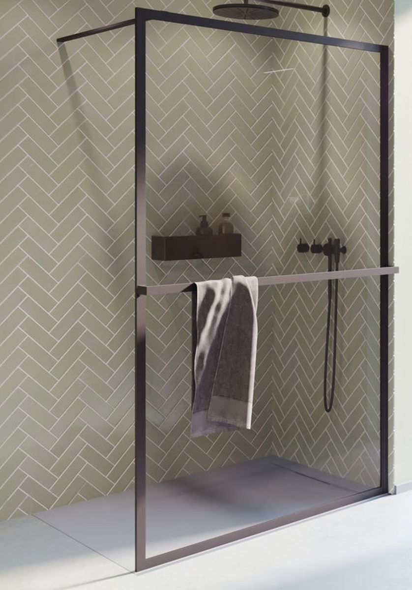 Riho Lucid ścianka prysznicowa 120 cm czarny mat/szkło przezroczyste G005027121