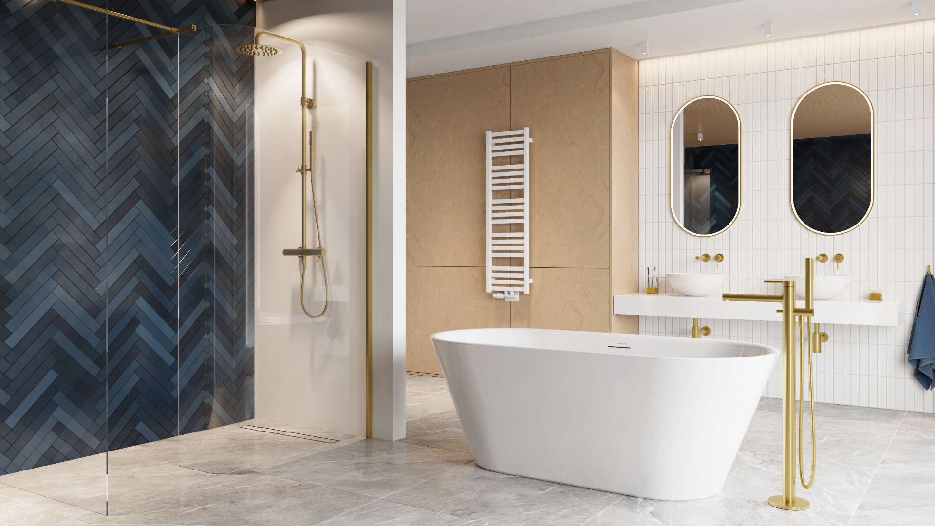 Excellent Pi bateria wannowo-prysznicowa wolnostojąca złoty szczotkowany AREX1255GB