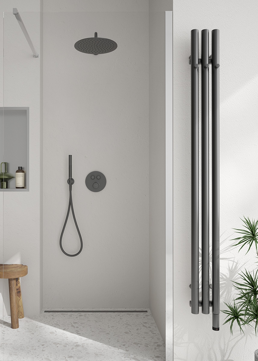 Oltens Hvita przyłącze kątowe z uchwytem okrągłe grafit 39304400 - Wysyłka w 24h