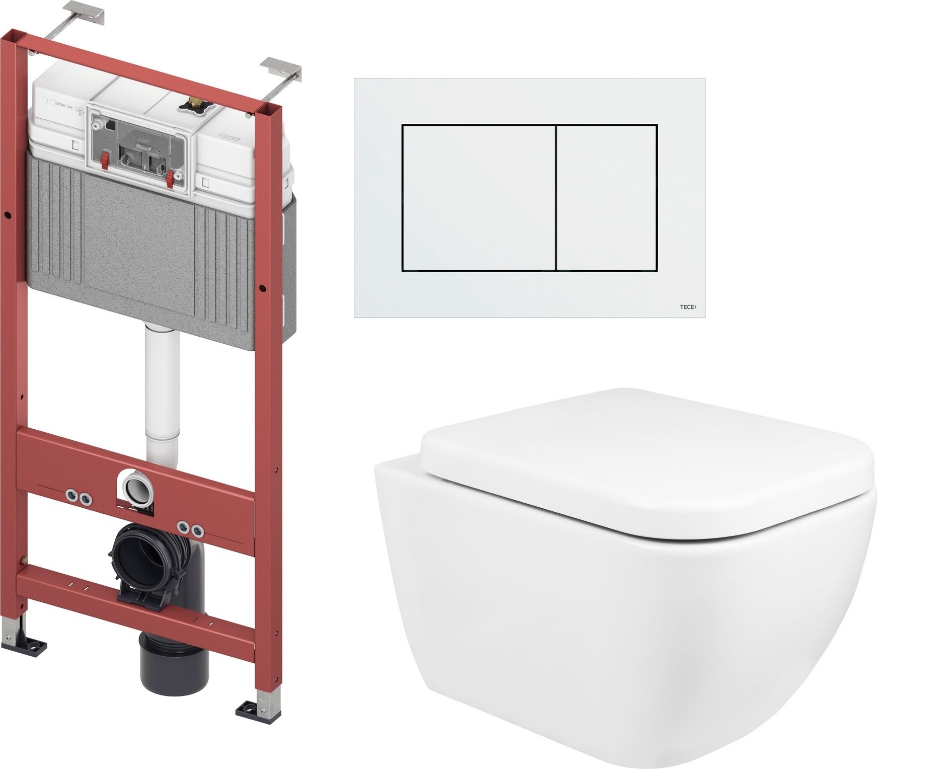 Zestaw Oltens Vernal miska WC wisząca z deską wolnoopadającą i stelaż podtynkowy Tece Base z przyciskiem Now biały (9400407, ... - Wysyłka w 24h