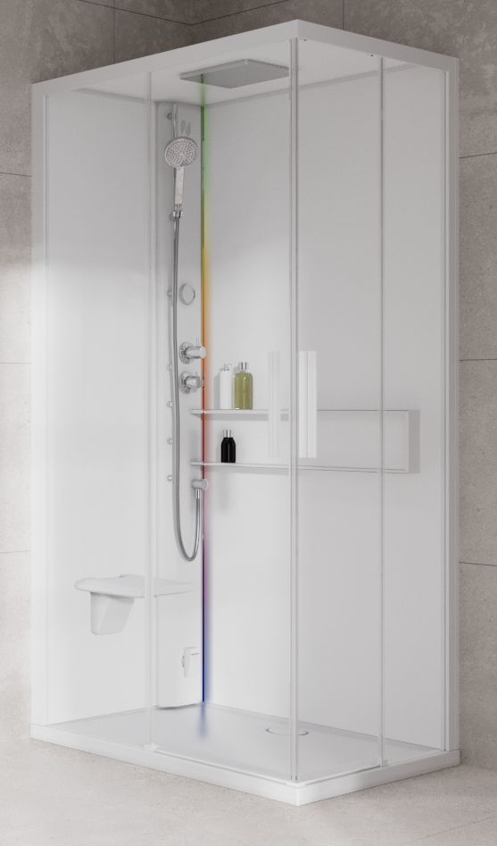 Novellini Glax 2 2.0 A kabina z hydromasażem 100x70 cm lewa parowa z brodzikiem total biała G22A107ST5-1UU