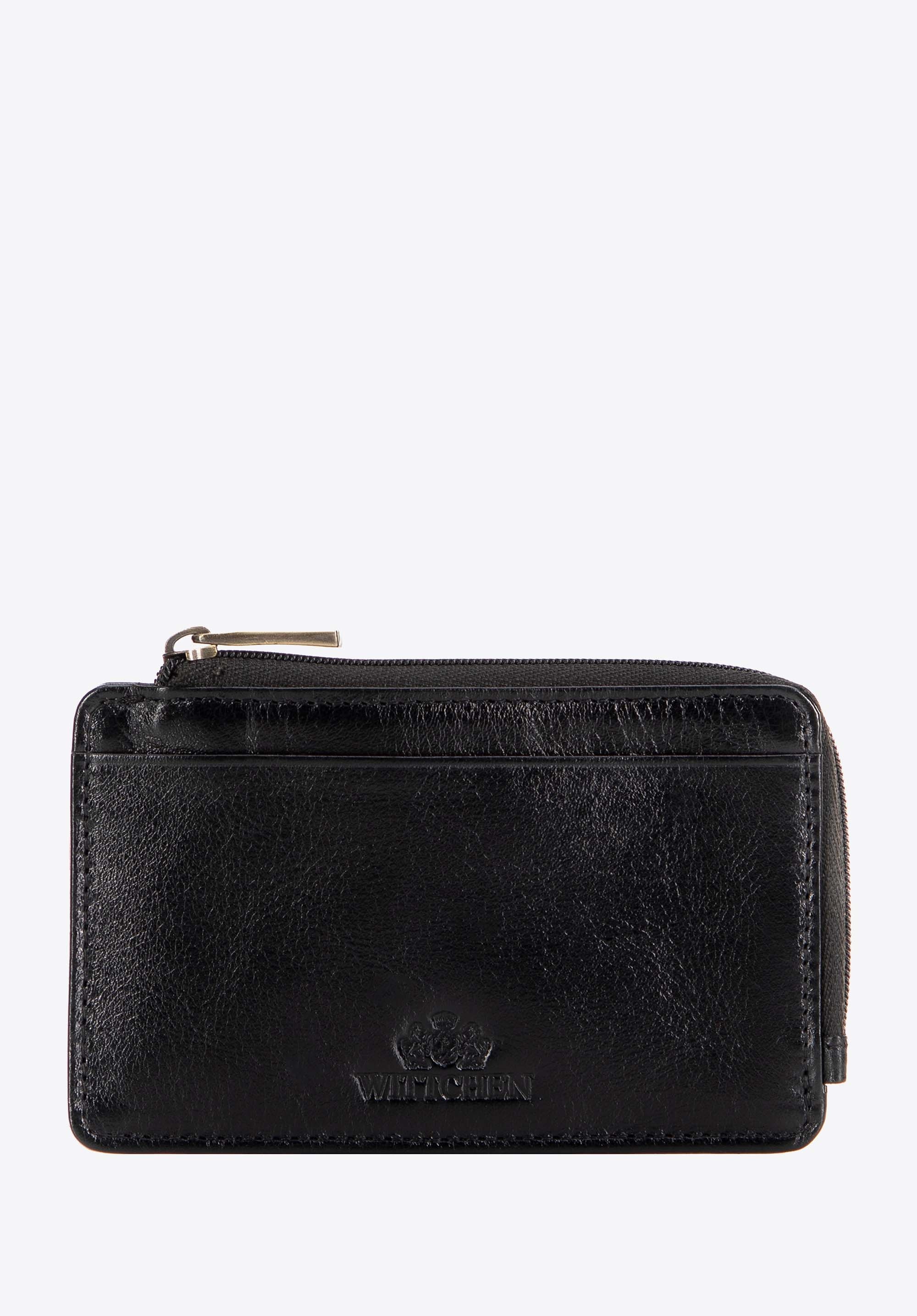 Etui na karty płatnicze ze skóry na zamek czarne