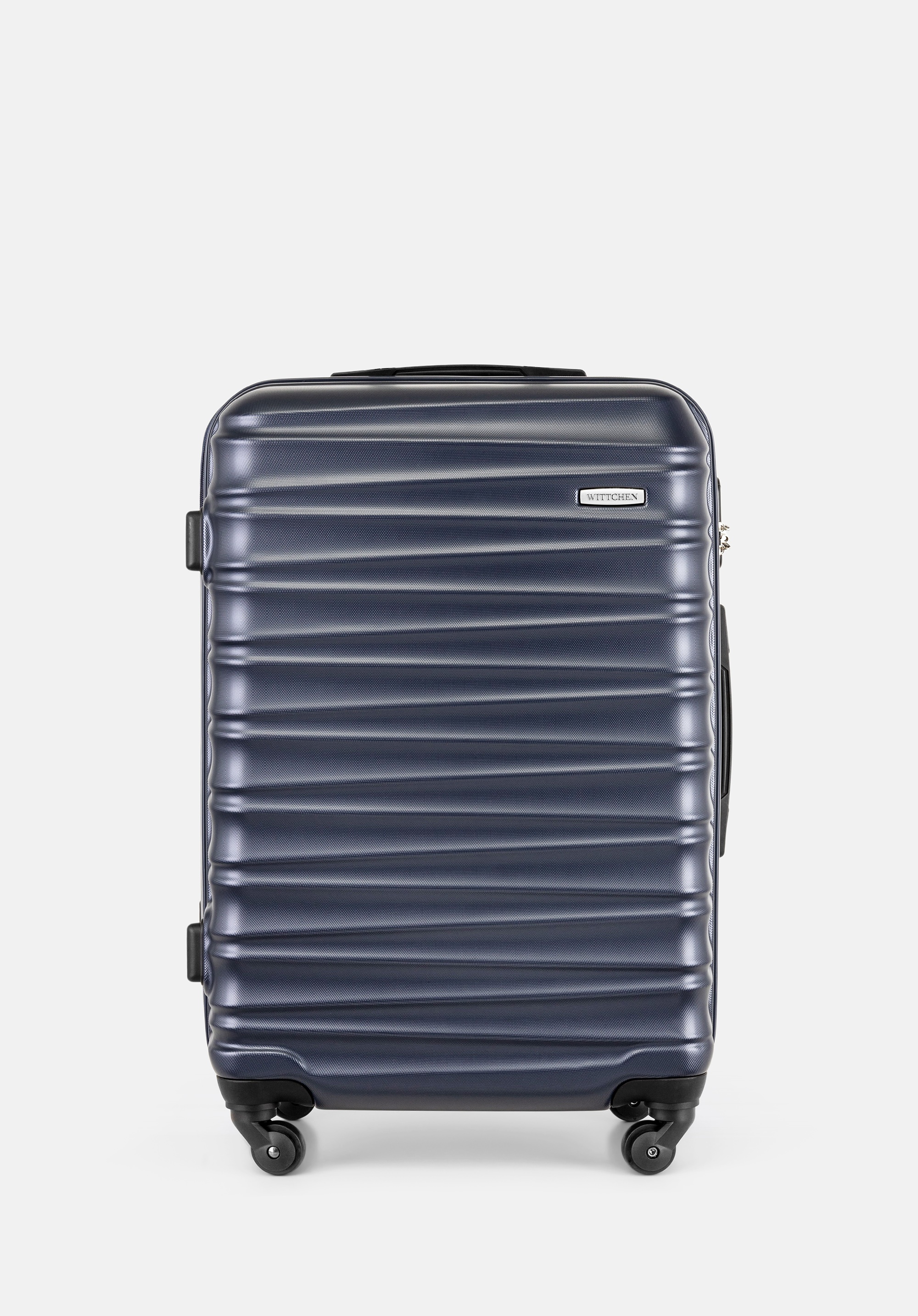 Średnia walizka z ABS-u z żebrowaniem granatowa