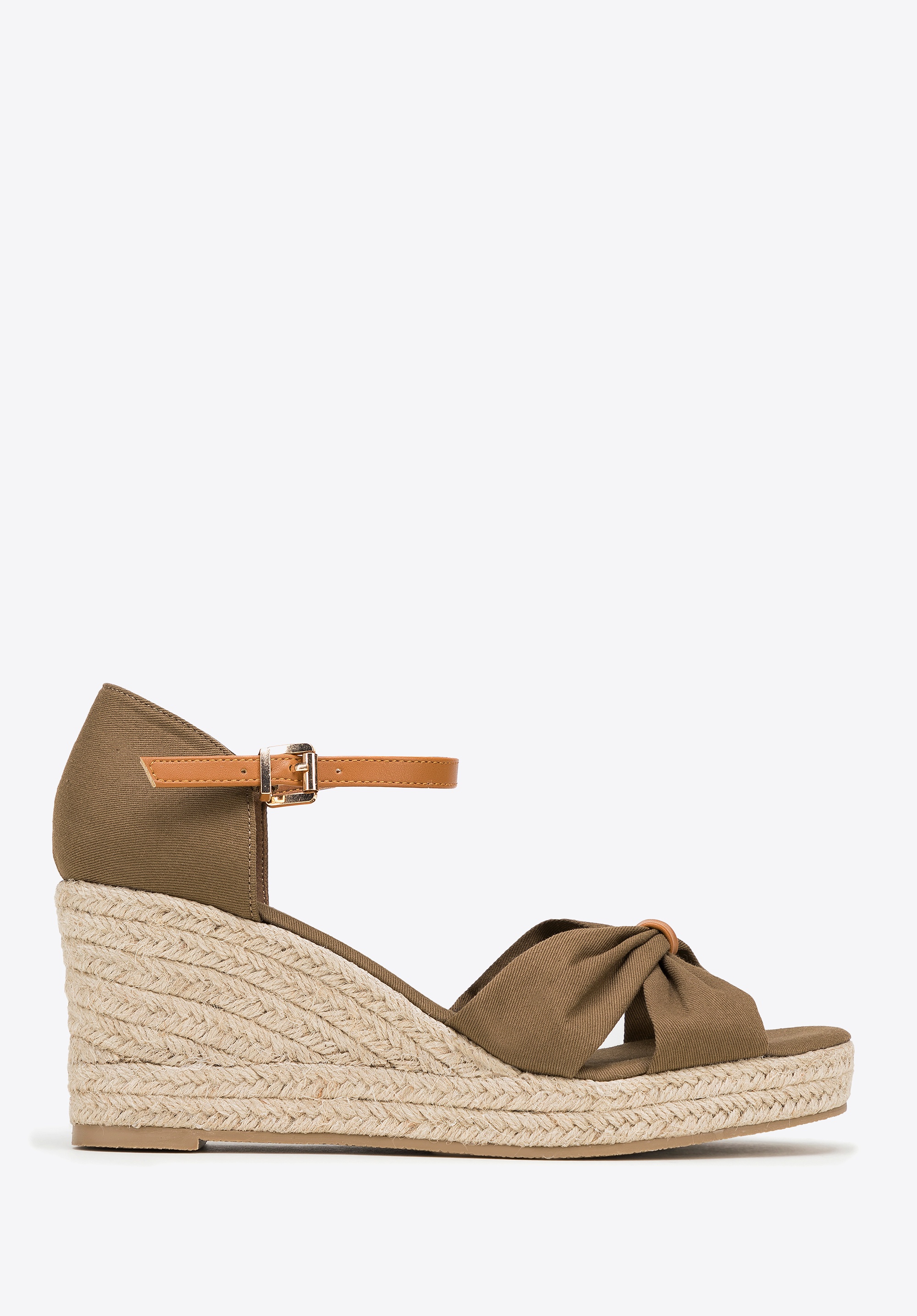 Damskie espadryle z kokardą z przodu khaki