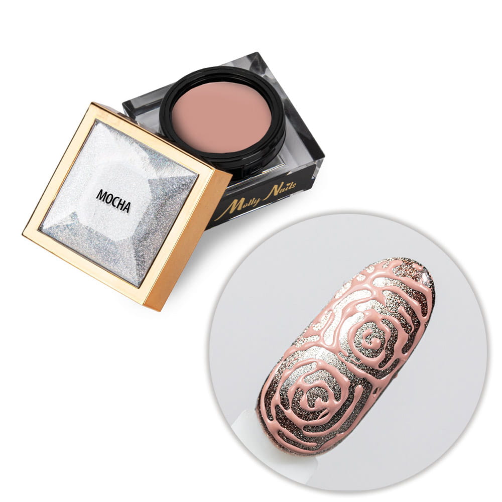 Creative Flow Color Gel - kreatywny NailArt żel do efektu topniejących, miękkich wzorów Molly Nails Mocha HEMA/Di-HEMA free 5 g