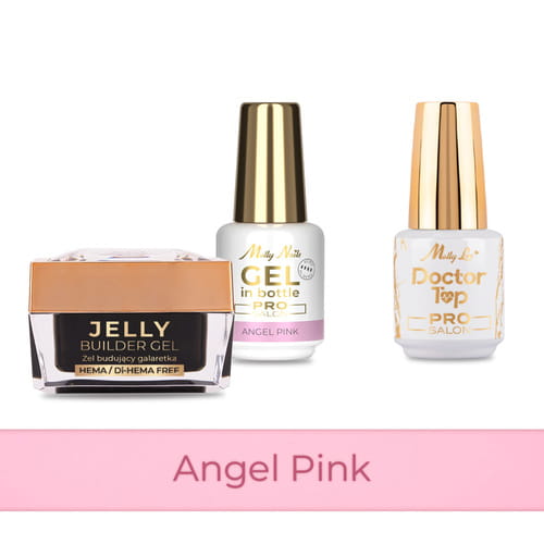 Molly Nails PRO MATCH SYSTEM 2+1 Angel Pink 2 żele budujące + Doctor Top 15g