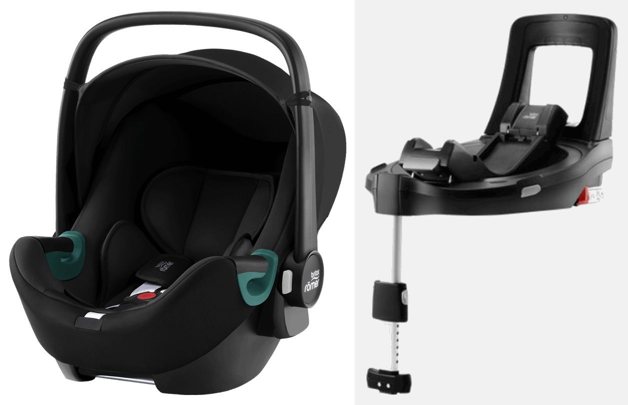 Britax Romer, Baby-Safe 3 i-Size - fotelik samochodowy z bazą Flex Base iSense od urodzenia do 15 miesiąca życia, od 40 do 83 cm wzrostu-Space Black