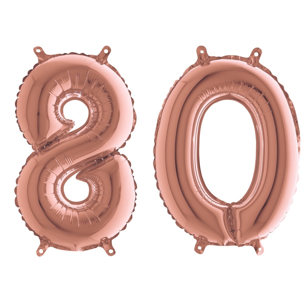 Balony Foliowe Cyfra "80", 100 cm, różowe złoto