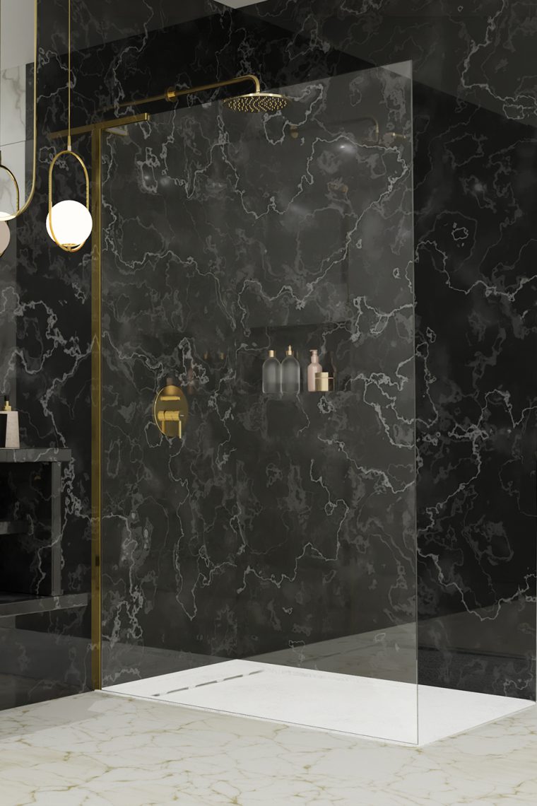 Darmowa Dostawa - Ścianka prysznicowa walk-in 90 cm złoty połysk/szkło przezroczyste Radaway Modo SL Gold II 103190940901L