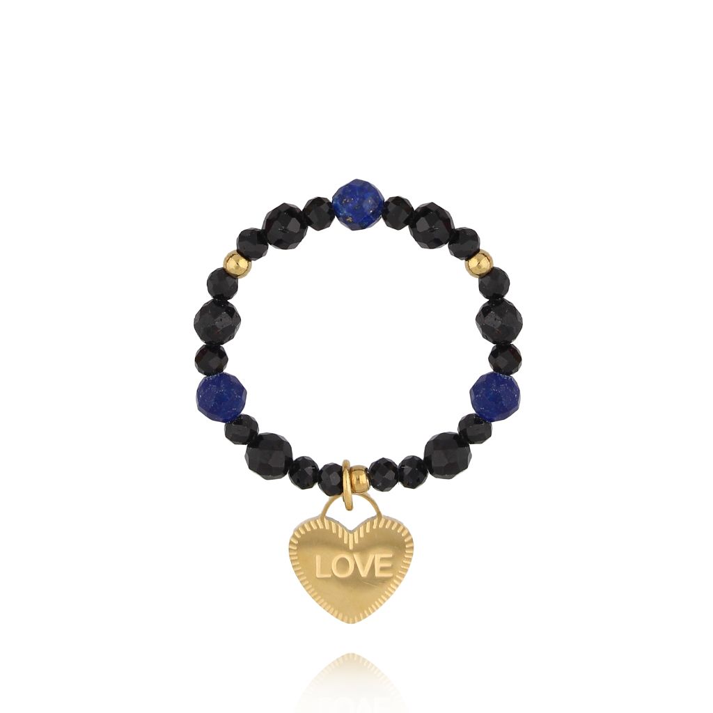 Pierścionek z turmalinami i sercem - By Dziubeka