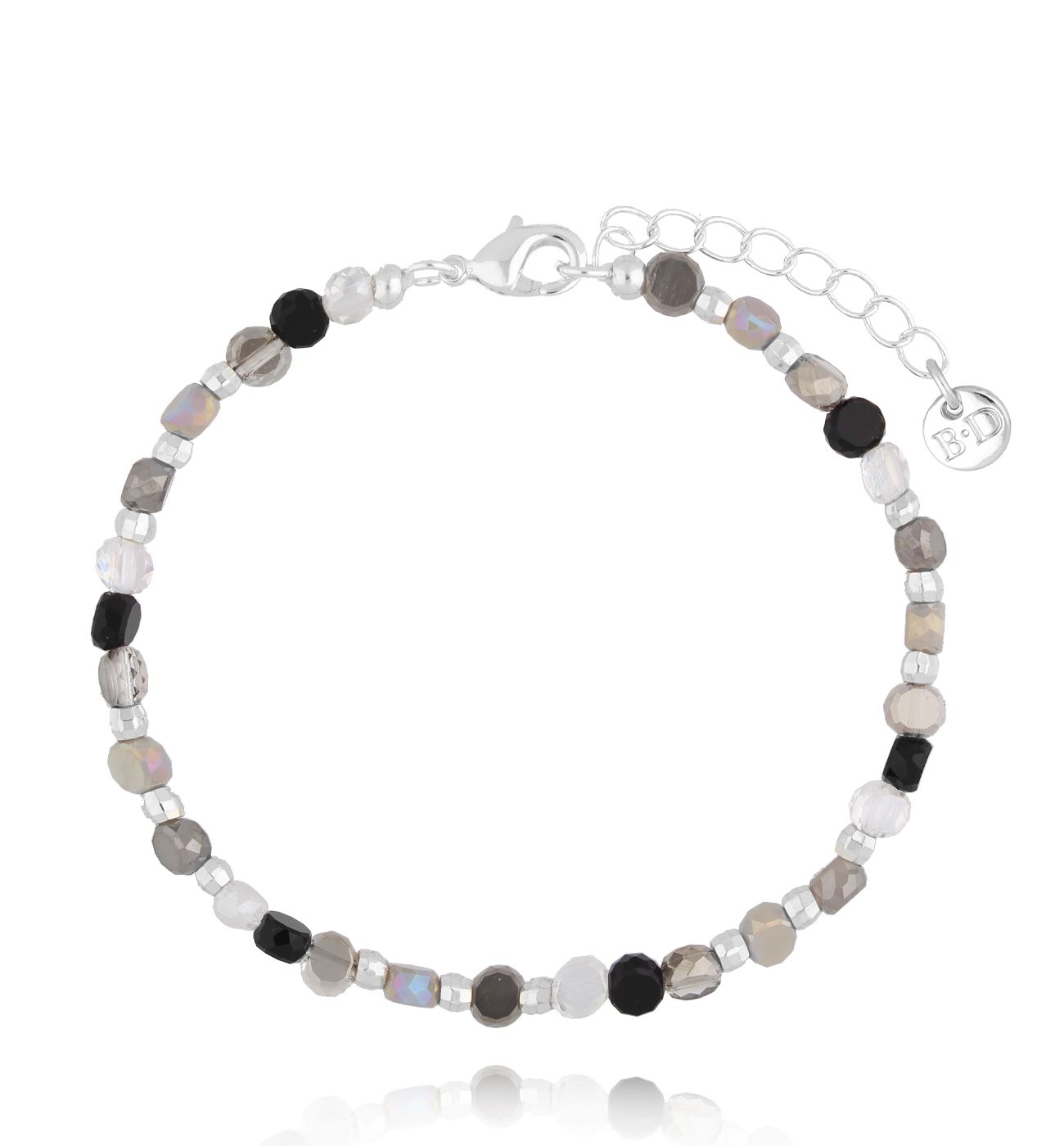 Bransoletka czarno szara z kryształkami BSC2056