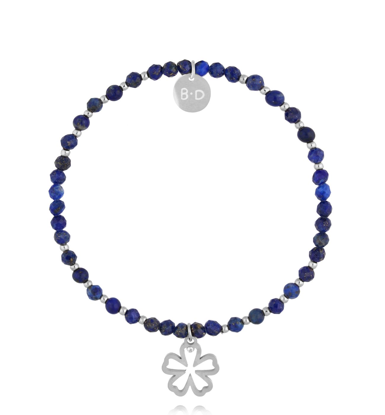 Bransoletka z lapisami i kwiatuszkiem - By Dziubeka