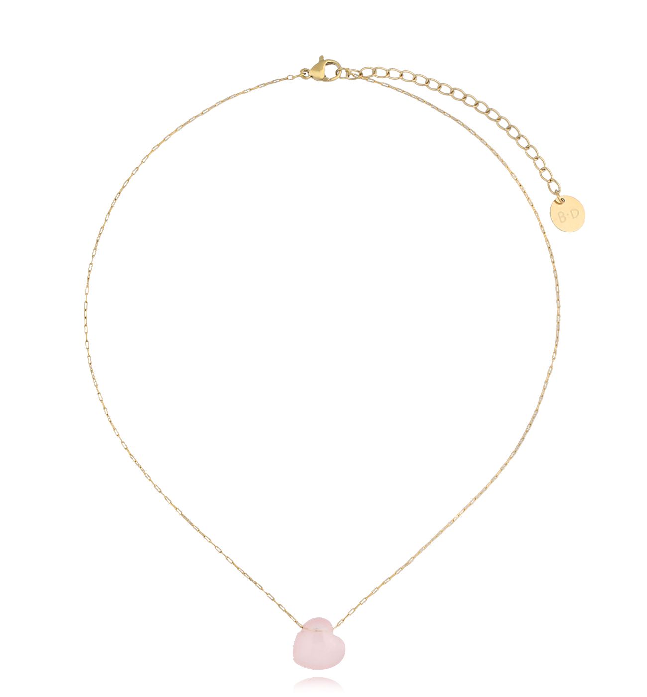Naszyjnik z sercem z kwarcu różowego NLB0315