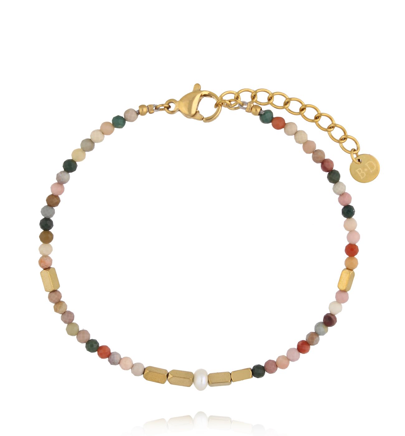 Bransoletka z jaspisami i pozłacanymi elementami BEA0087 - By Dziubeka