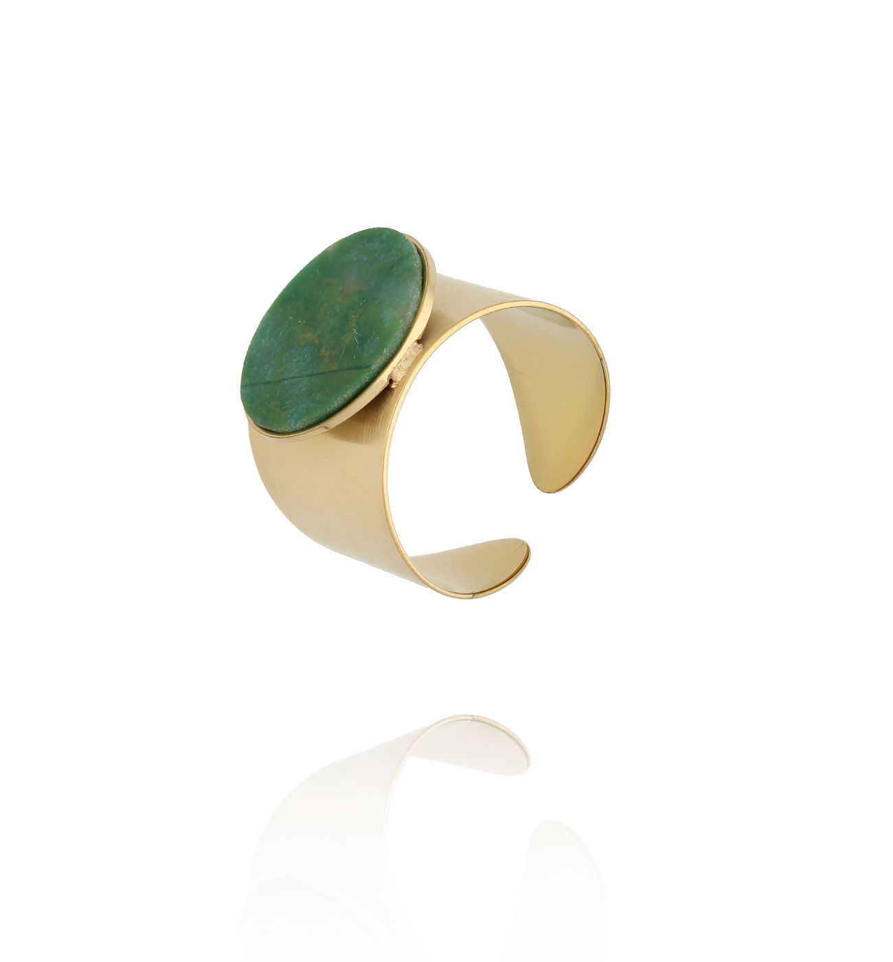 Pierścionek z zielonym jadeitem złoty PEA0069 - By Dziubeka
