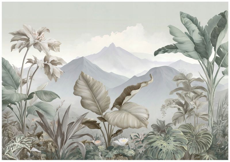 Fototapeta WALLARENA Do Sypialni Salonu Na Flizelinie Dżungla Natura Góry Szary 300x210 cm 16129VX6 1 szt.