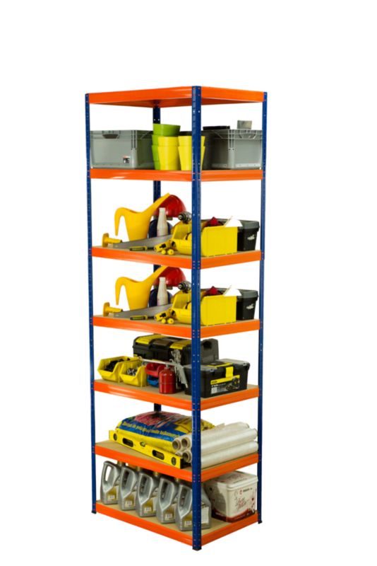 Regał metalowy MODO24 magazynowy niebiesko-pomarańczowy helios 270x90x35cm 7 półek po 175 kg 1 szt.