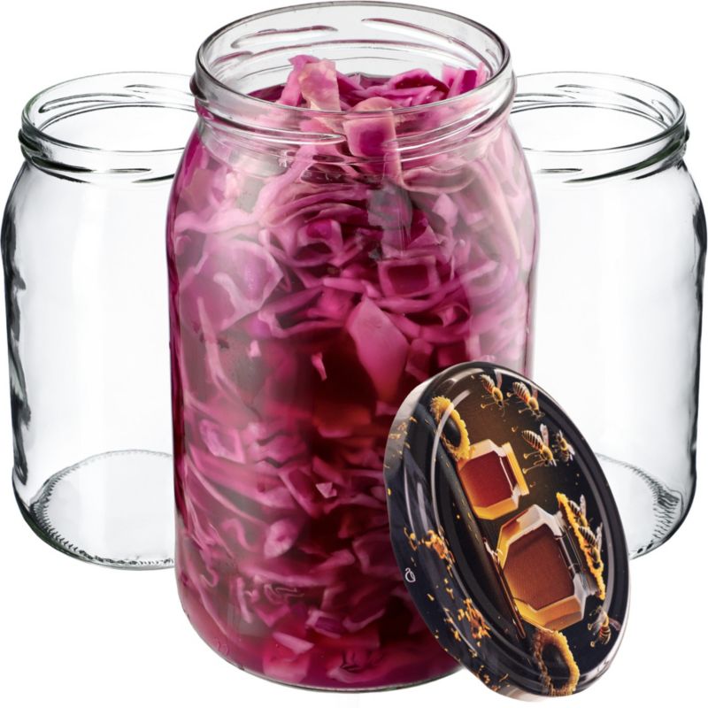 Słoiki KADAX na przetwory 900ml 82mm + wieczka "Czarny miód" 24 szt.
