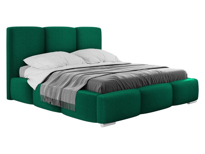 Łóżko tapicerowane MIRJAN 24 z pojemnikiem na pościel Olweria 140x200 butelkowa zieleń 1 szt.