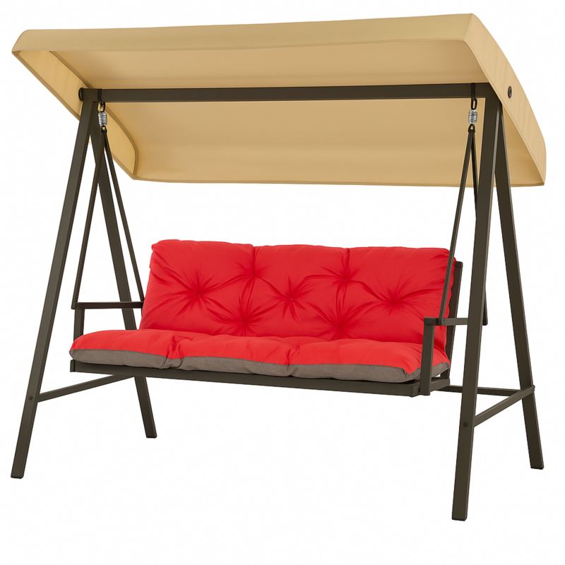 Poduszka Ogrodowa na Huśtawkę 3-os, Setgarden, 180x60x50cm, Czerwona Poduszka na ławkę z troczkami,Svinge 1szt