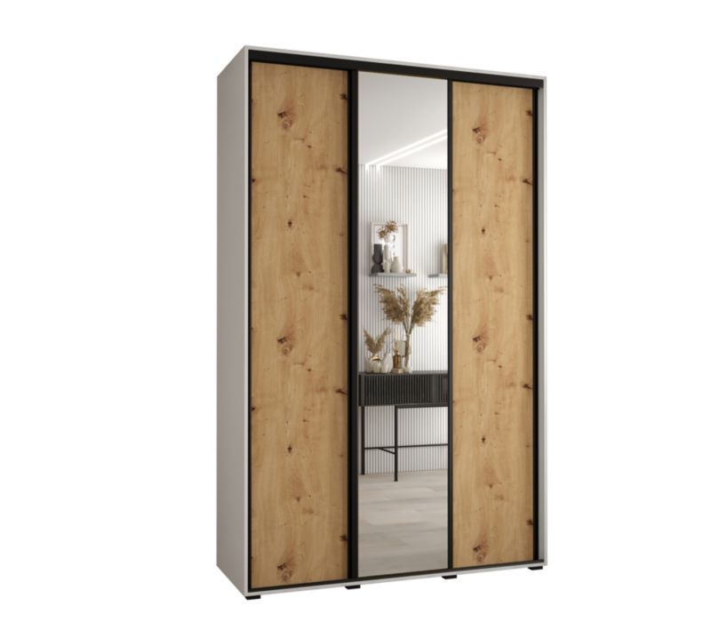 Szafa przesuwna Abiks DAVOS 3 wysoka szer.150cm gł.45cm biały/artisan/czarny 1szt.