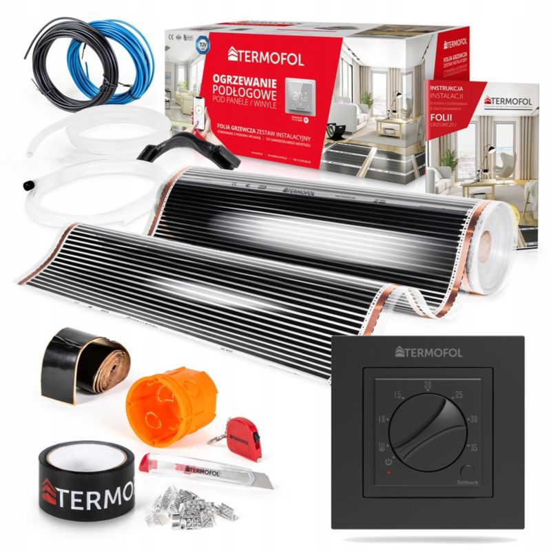 Zestaw folia grzewcza TERMOFOL na podczerwień szer. 100cm moc 60w 1m² +tf-h3 black 1kpl