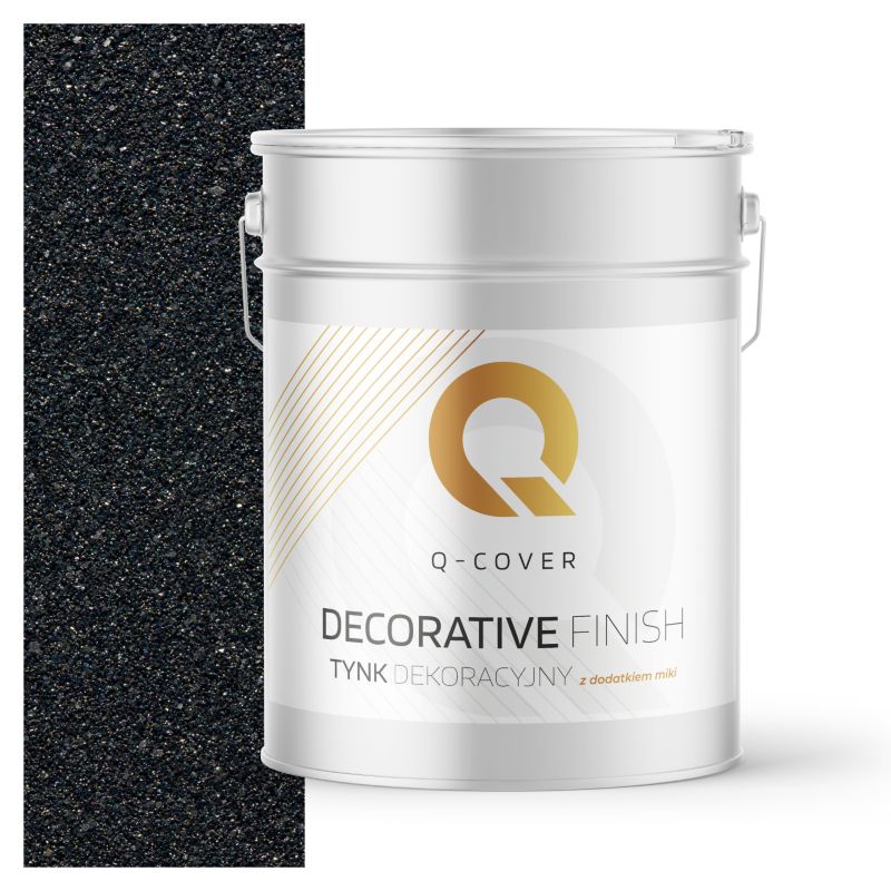 Tynk Dekoracyjny Q-Cover Grafitowy z Przezroczystym Pyłkiem D926 15KG