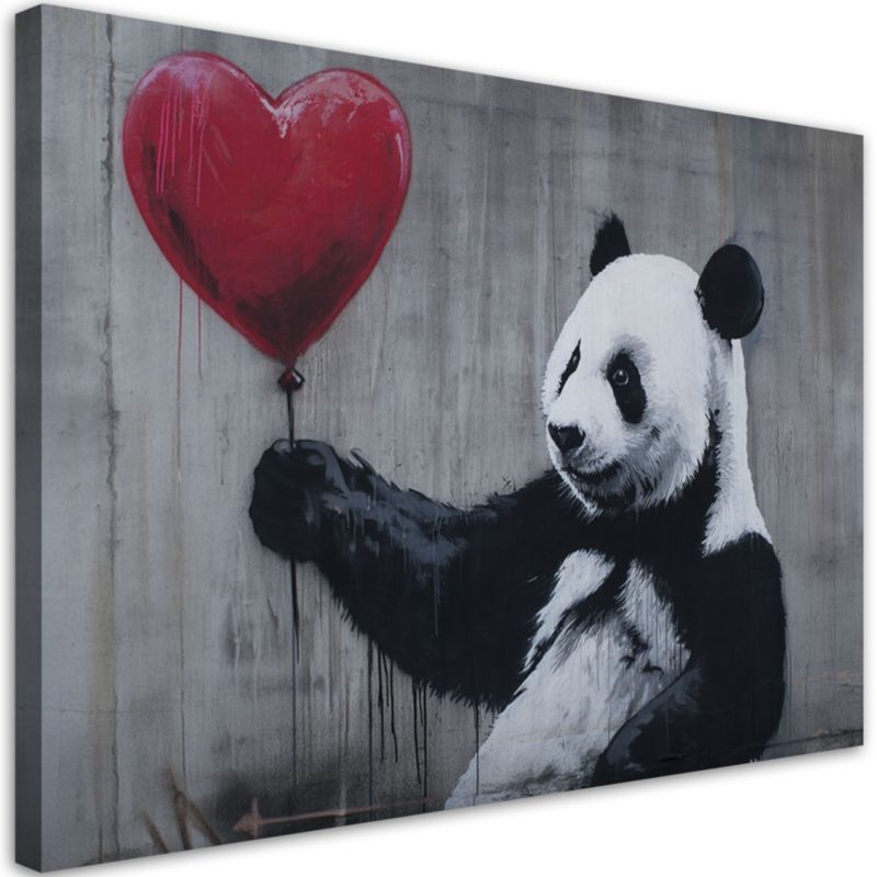 Obraz na płótnie Feeby Panda z balonikiem Banksy Street Art 100x70cm 1szt