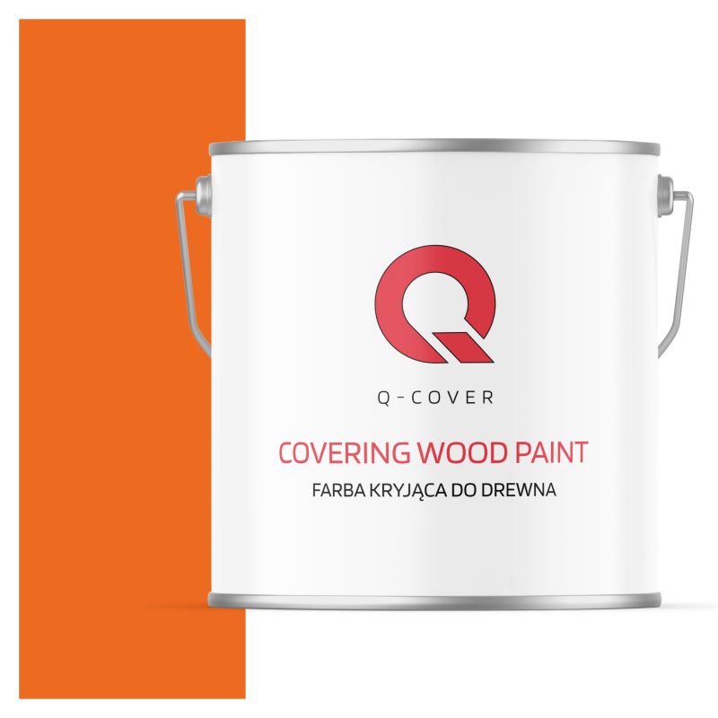 Farba Kryjąca do Drewna Q-Cover Jasnoczerwony Pomarańczowy RAL2008 Satyna 5L