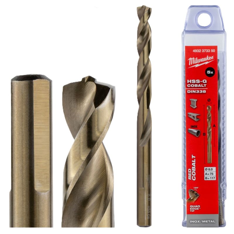 Wiertła do metalu Milwaukee HSS-G Cobalt Szlifowane 8,0 mm 5szt