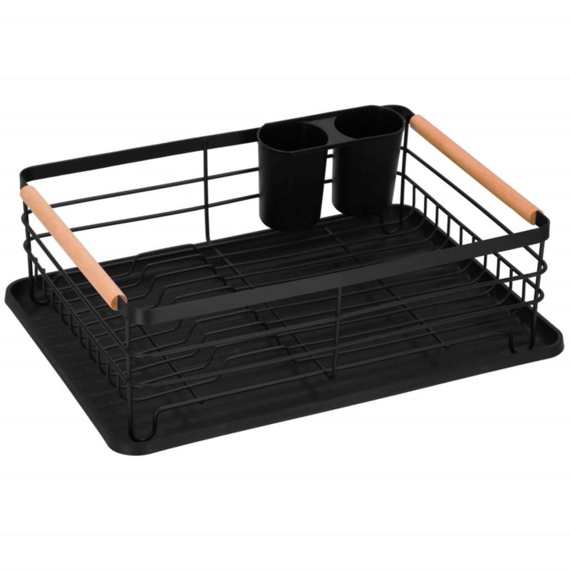 Ociekacz do naczyń Springos 42x31x13,5 cm metalowa suszarka z tacką czarno-brązowa 1 szt.