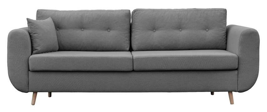 Szara kanapa w stylu nowoczesnym z funkcją spania AURA