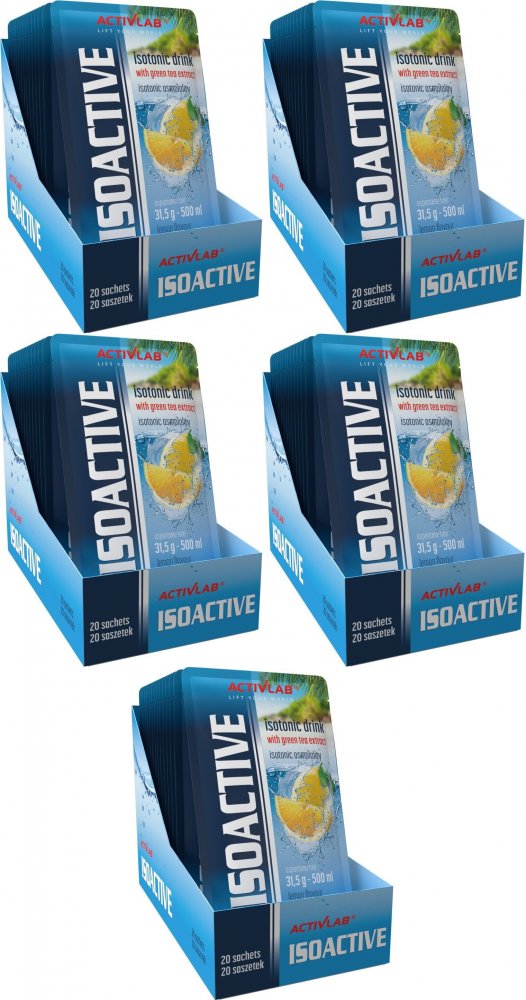 5x Napój izotoniczny Activlab Isoactive, w saszetkach, cytrynowy, 20 sztuk, 31.50g