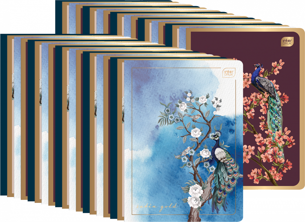 40x Zeszyt w kratkę Interdruk Metallic Satin Gold, A5, 60 kartek, mix wzorów