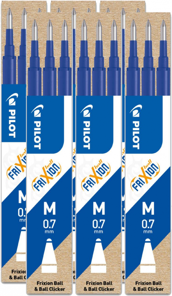 6x Wkład do wymazywalnego pióra kulkowego Pilot, Frixion, 0.7mm, 3 sztuki, niebieski