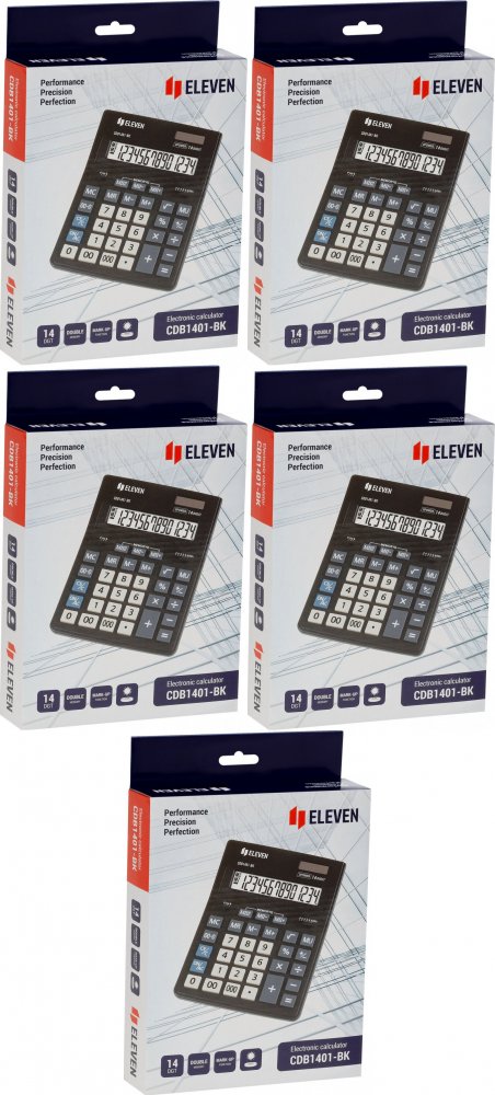 5x Kalkulator biurowy Eleven CDB1401-BK, 14 cyfr, czarny