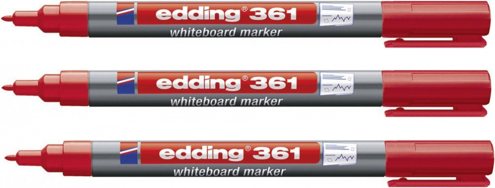 3x Marker suchościeralny edding 361, okrągła, czerwony