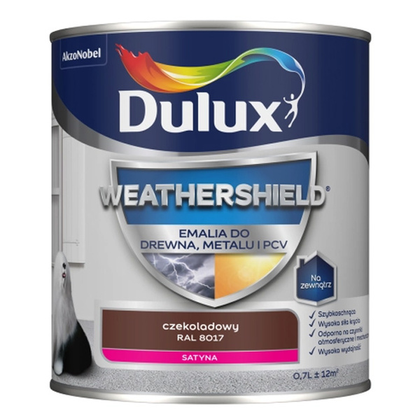 Emalia Weathershield do drewna, PCV i metalu Czekoladowy RAL 8017 0,7L Dulux